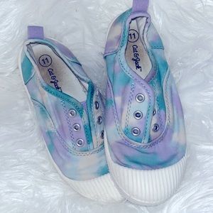 Cat & Jack purple teal slip on no tie running shoes size 11 toddler EUC 👟